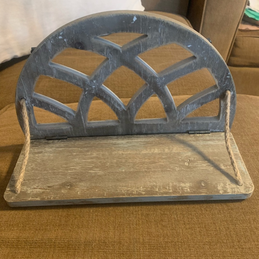 Rustic Wood Folding Wall Shelf, distressed boho style